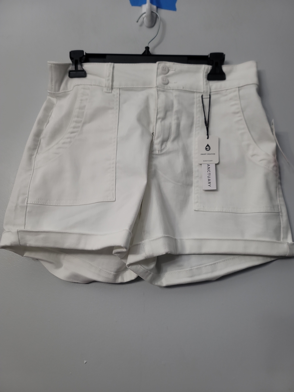 Sanctuary Off-White High-Rise Utility Shorts with Patch Pockets